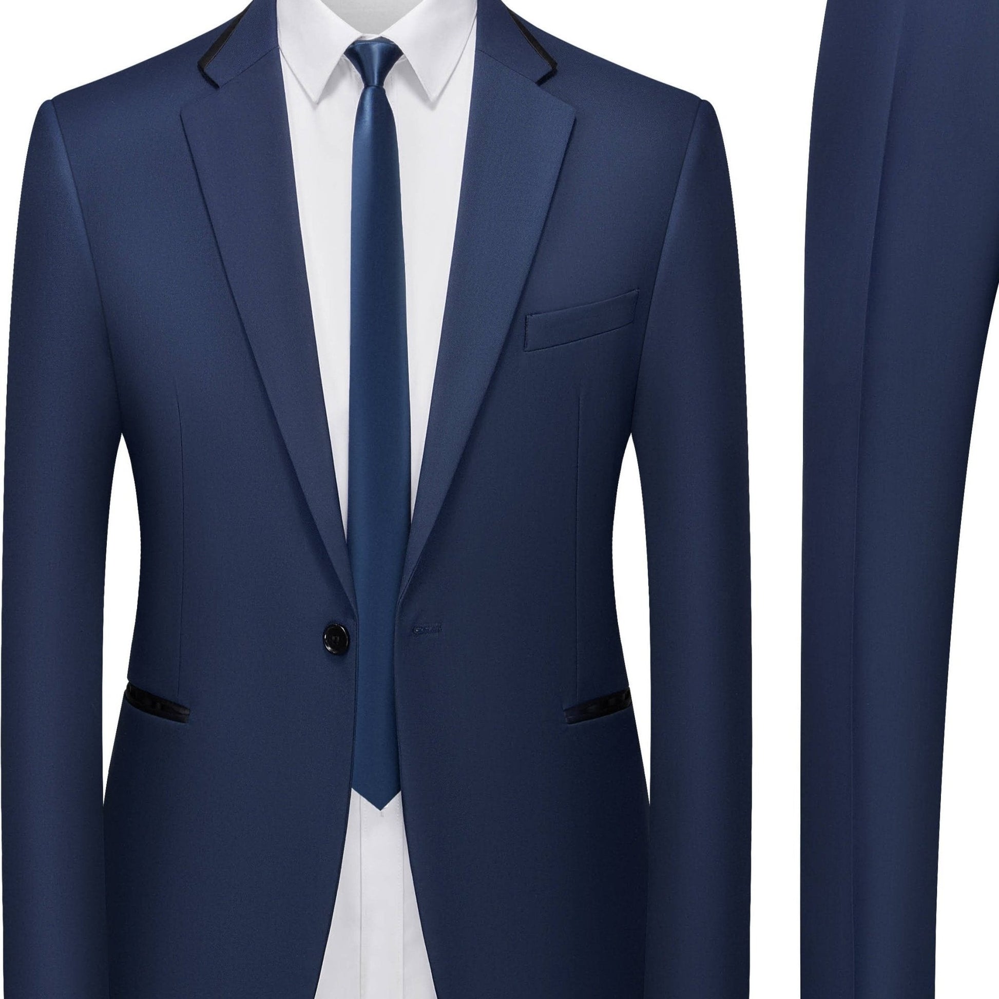 Men's 2 Piece Suit One Button Slim Fit Formal Wedding Prom Tuxedo Suits Blazer Pants with Tie Set Stylish Striped Collar Suit Elegant Outfits for Men Casual Suits Business Suits Regular Fit Suit Sleek Style Menswear - Black Business Corner
