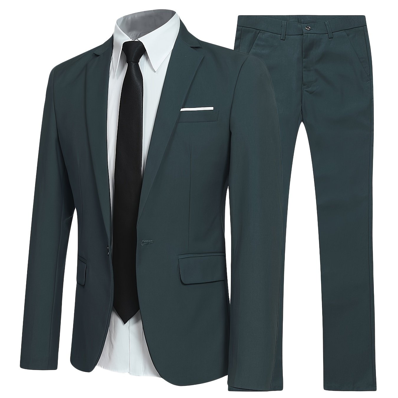 Impeccable Mens 2 - Piece Suit Set - One - Button Jacket & Dress Pants - Perfect for Wedding, Business Dinner & Party - Stylish, Tailored Fit - Premium Quality - Groom, Groomsmen, Professional Choice - Black Business Corner
