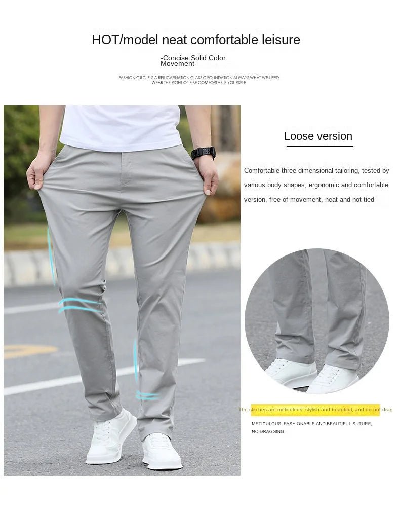 Men's High - Quality Chinos - Cotton Casual Trousers - Breathable Straight Pants (Sizes w28 - w40) - Black Business Corner