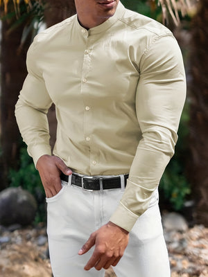 Men's Formal Classic Design Button Up Shirt, Male Clothes For Spring And Fall Business Occasion - Black Business Corner
