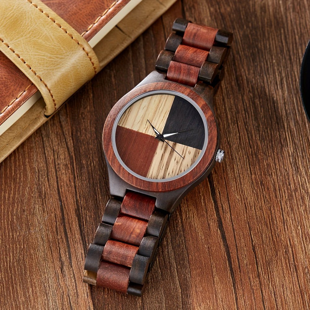 Wooden Watch Grain Handmade Wooden Watches for Men Creative Lightweight Quartz Mens Watches - Black Business Corner